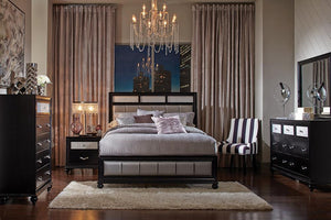 G200893 - Barzini Bedroom Set - Upholstered Bed Black and Grey - ReeceFurniture.com