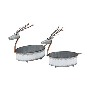 201080 - Winterbrigde Reindeer Pots (Set of 2) - ReeceFurniture.com