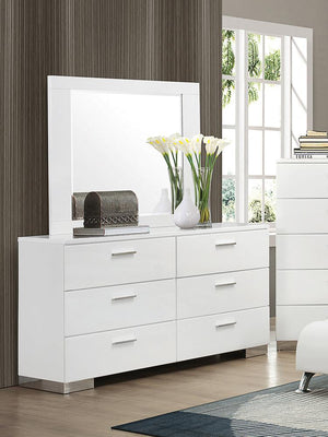 G203500 - Felicity Bedroom Set - Panel Bed With LED Glossy White - ReeceFurniture.com