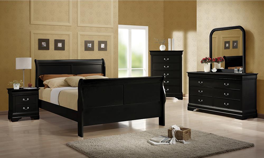 Louis Philippe Cappuccino Queen Bed w/Dresser & Mirror Just Furniture
