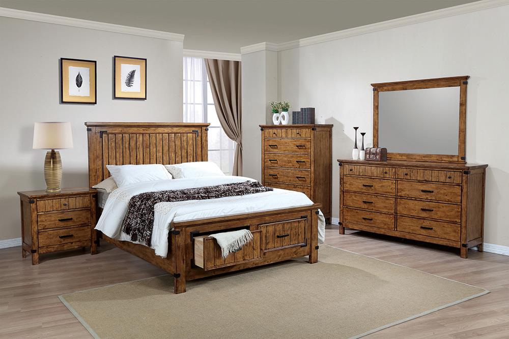 G200973 - Franco Bedroom Set - Burnish Oak - Upholstered Bed