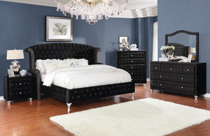 G206101 - Deanna Bedroom Set - Black Velvet Upholstery - ReeceFurniture.com