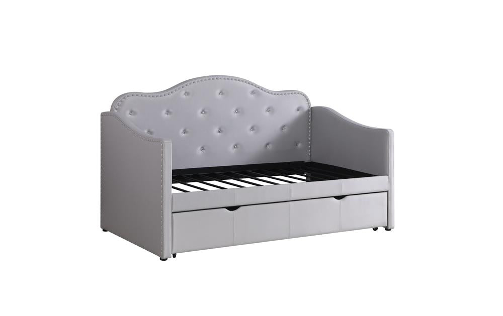 G300629 - Pearlescent Upholstered Daybed With Trundle - Grey - ReeceFurniture.com