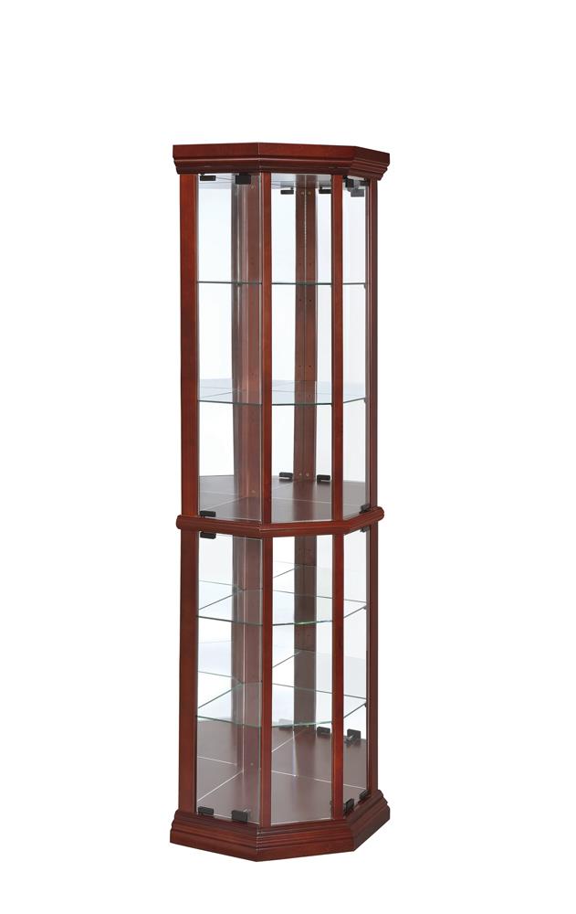 G3393 - 6-Shelf Corner Curio Cabinet - Medium Brown