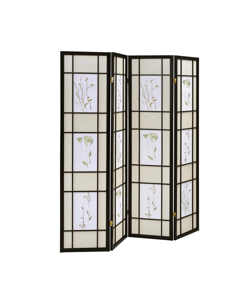 G4407 - 4-Panel Floral Print Folding Screen Multi-Color - ReeceFurniture.com
