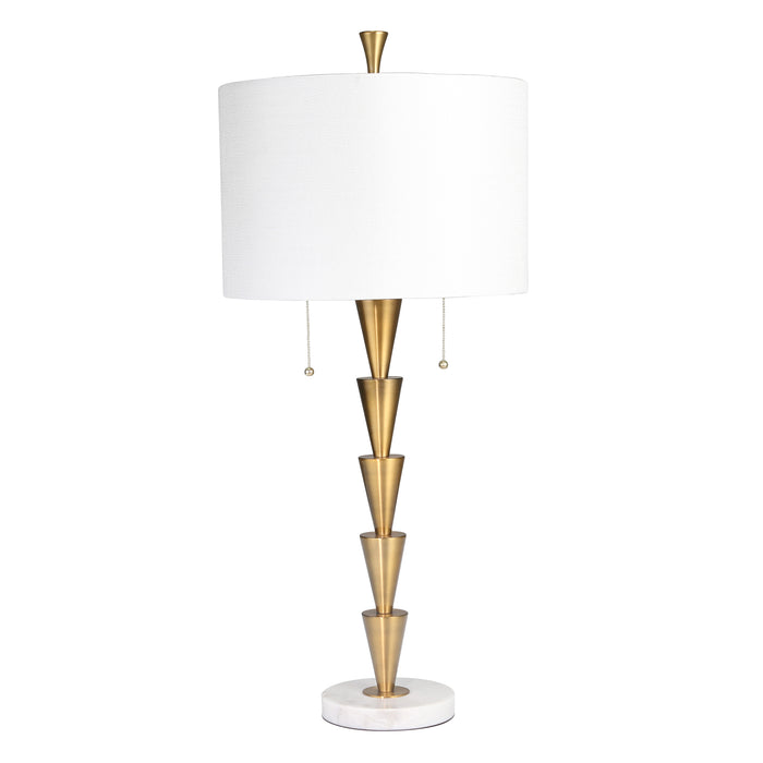 Brass Stacked Cones Table Lamp W/ Marble Base 34"H, Gold