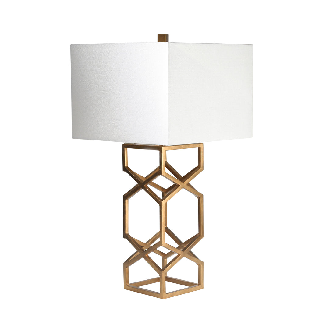 Metal X-Design Table Lamp 28"H, Gold - ReeceFurniture.com