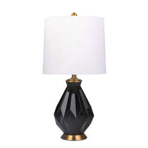 Glass Multi Faceted Table Lamp28"H, Black - ReeceFurniture.com