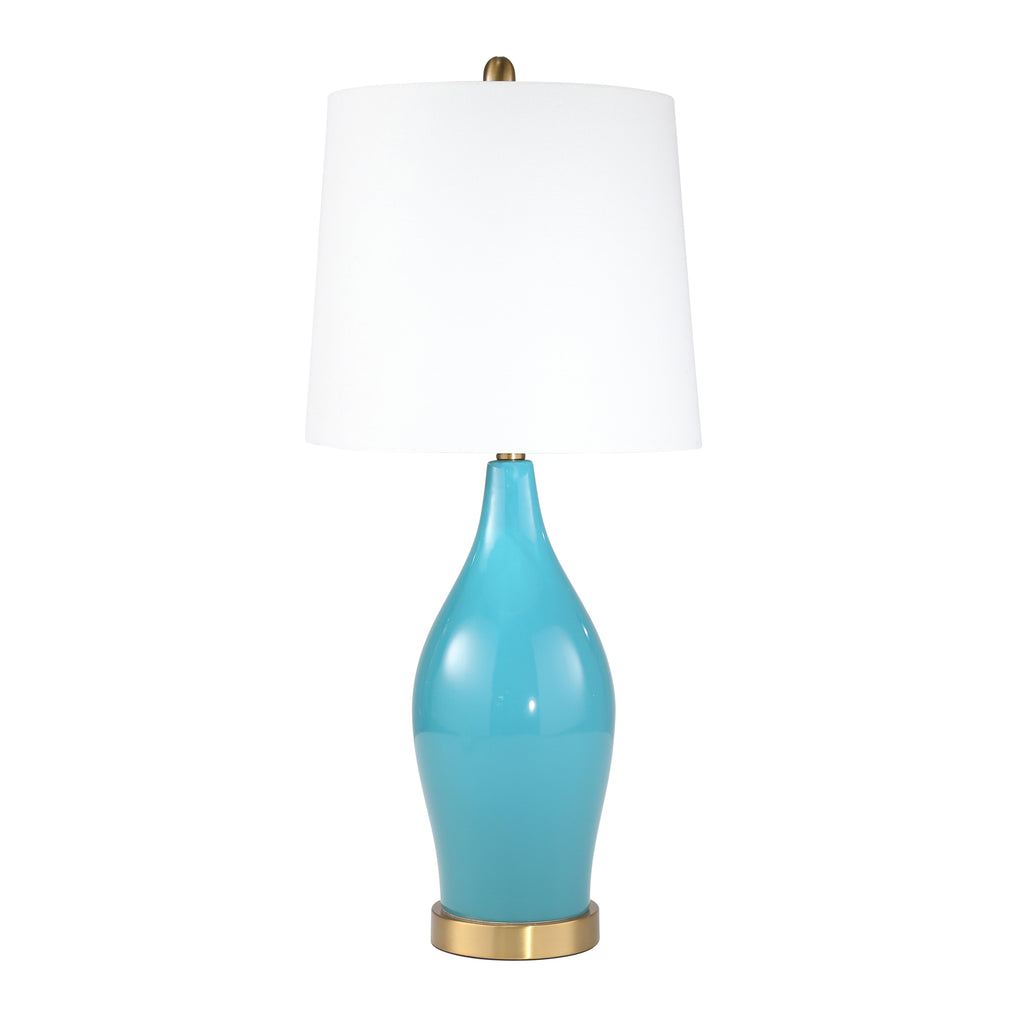 Ceramic Table Lamp W/Usb Port 31"H, Turquoise - ReeceFurniture.com