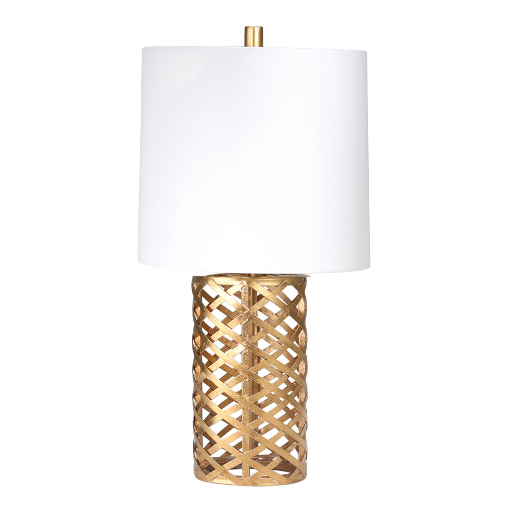 Metal Open Weave Table Lamp 24H, Gold - ReeceFurniture.com