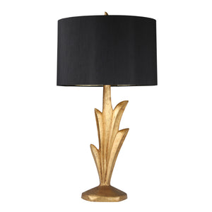 Resin Leaf Table Lamp 29", Gold - ReeceFurniture.com
