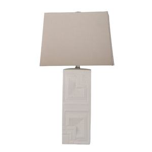 Ceramic Concentric Rectangle Table Lamp 29", Matte White - ReeceFurniture.com