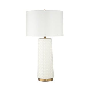 Ceramic Dimpled Table Lamp 28", White - ReeceFurniture.com