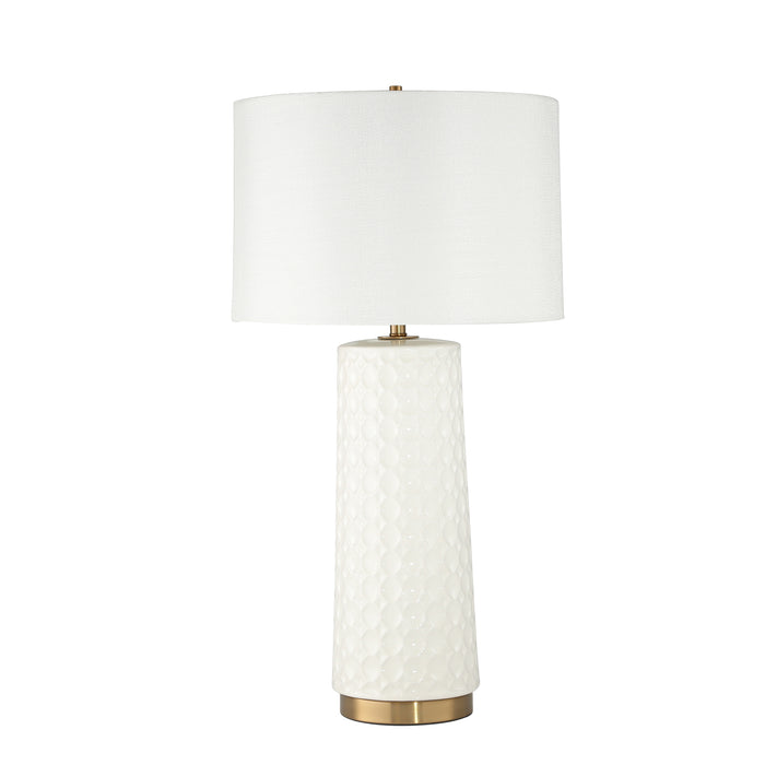 Ceramic Dimpled Table Lamp 28", White