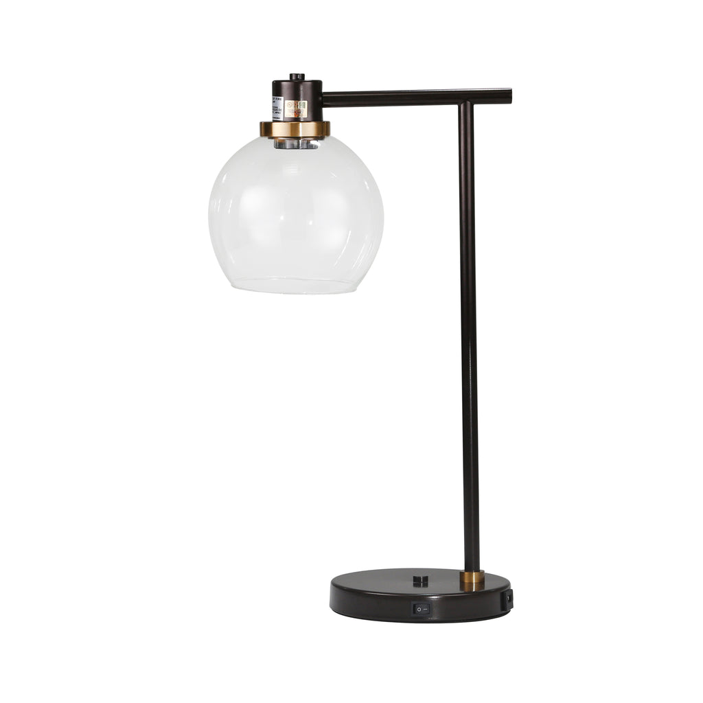 Metal Round Desk Lamp W/Usb Port 21", Bronze - ReeceFurniture.com