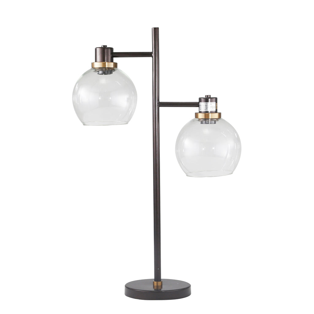 Metal 2-Light Table Lamp 28",Bronze - ReeceFurniture.com