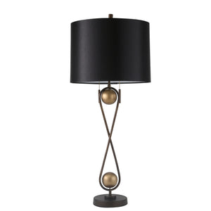 Metal Infinity Table Lamp W/ Ablack Shade 33", Bronze/Bla - ReeceFurniture.com