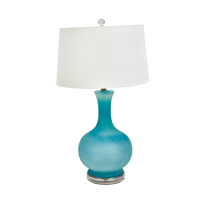Glass Round Table Lamp 31",Light Blue