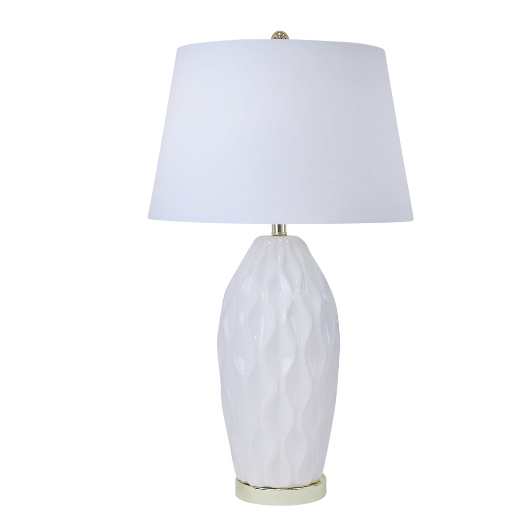 Ceramic 32" Ribbon Table Lamp,Cream - ReeceFurniture.com