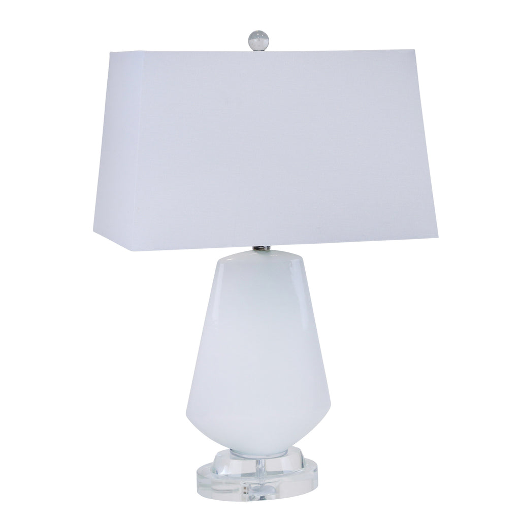 Glass Diamond Shape Table Lamp26", White - ReeceFurniture.com