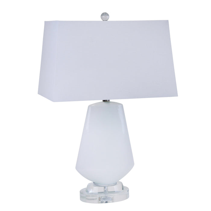Glass Diamond Shape Table Lamp26", White