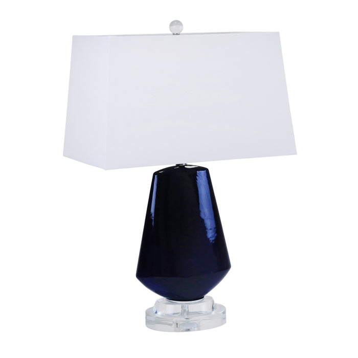 Glass Diamond Shape Table Lamp26", Navy Blue