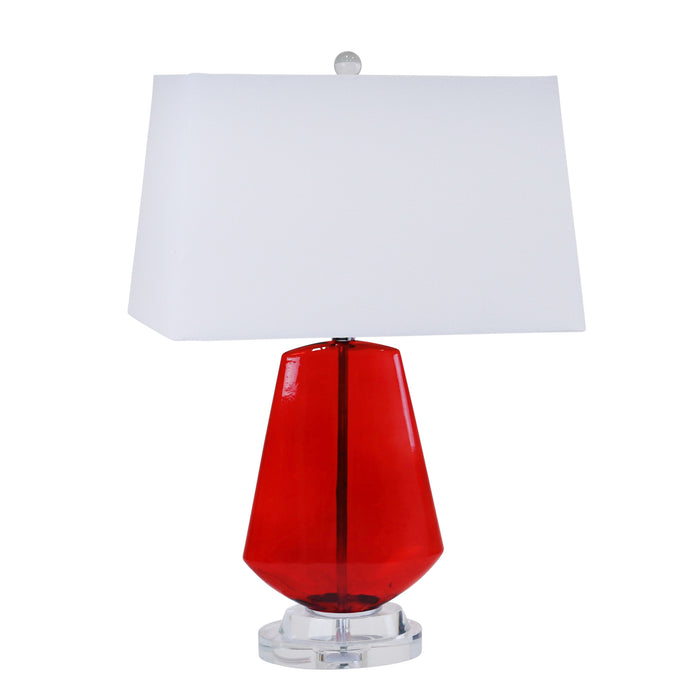 Glass Diamond Shape Table Lamp26", Red