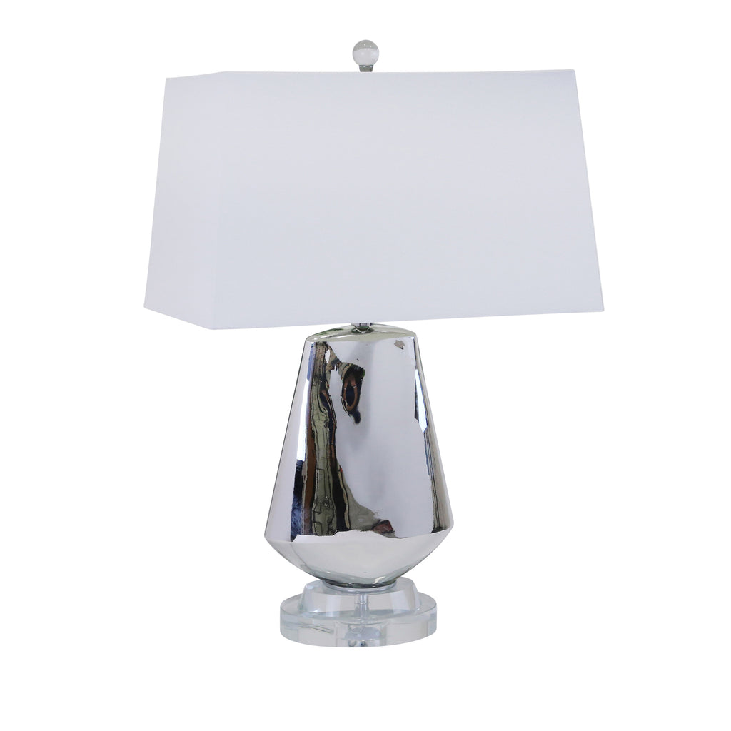 Glass Diamond Shape Table Lamp26", Silver - ReeceFurniture.com