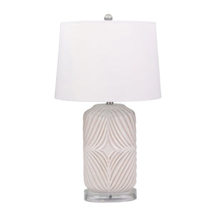 Ceramic Barrel Table Lamp 28",White - ReeceFurniture.com