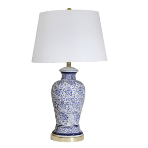 Ceramic Floral Print Table Lamp 31", Blue/White - ReeceFurniture.com