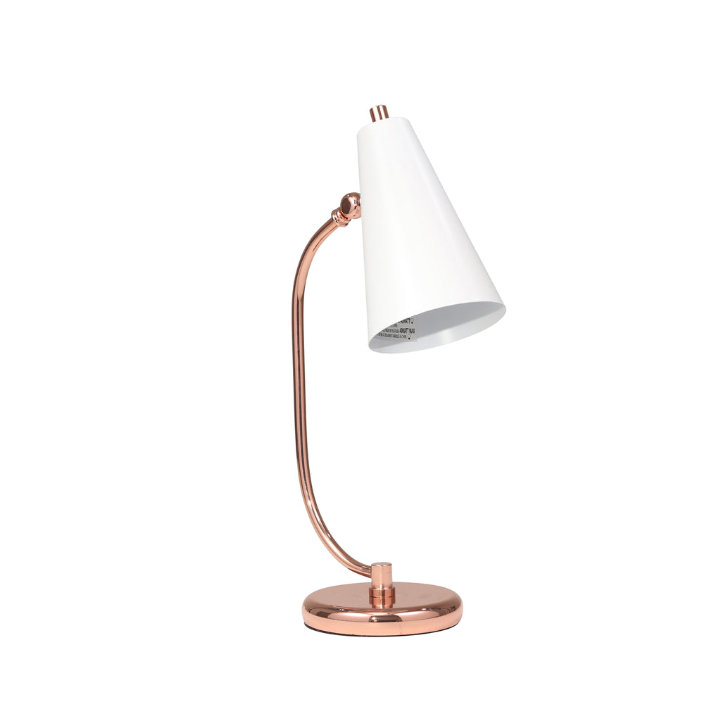 Metal Desk Lamp 20", White / Rose Gold - ReeceFurniture.com