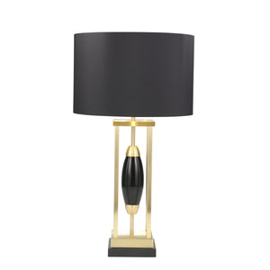 Metal Table Lamp W/ A Black Oval Center 28.5", Balck/Gold - ReeceFurniture.com