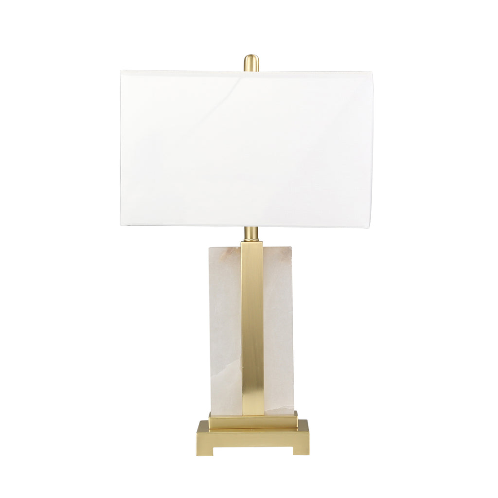 Metal / Alabaster  Table Lamp28", White - ReeceFurniture.com