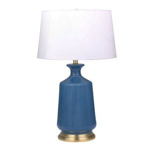 Ceramic Grooved Jug Table Lamp29",Blue - ReeceFurniture.com
