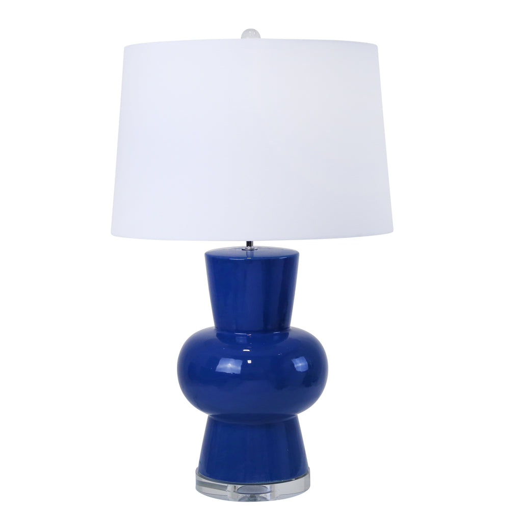 Ceramic Single Gourd Table Lamp 28", Blue - ReeceFurniture.com