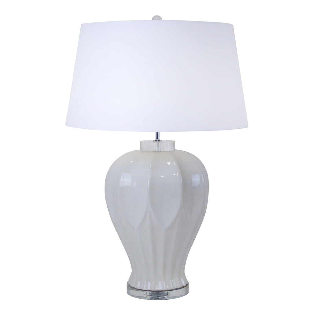 Ceramic Textured Table Lamp 27", White - ReeceFurniture.com
