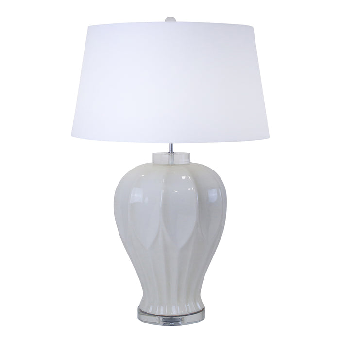 Ceramic Textured Table Lamp 27", White