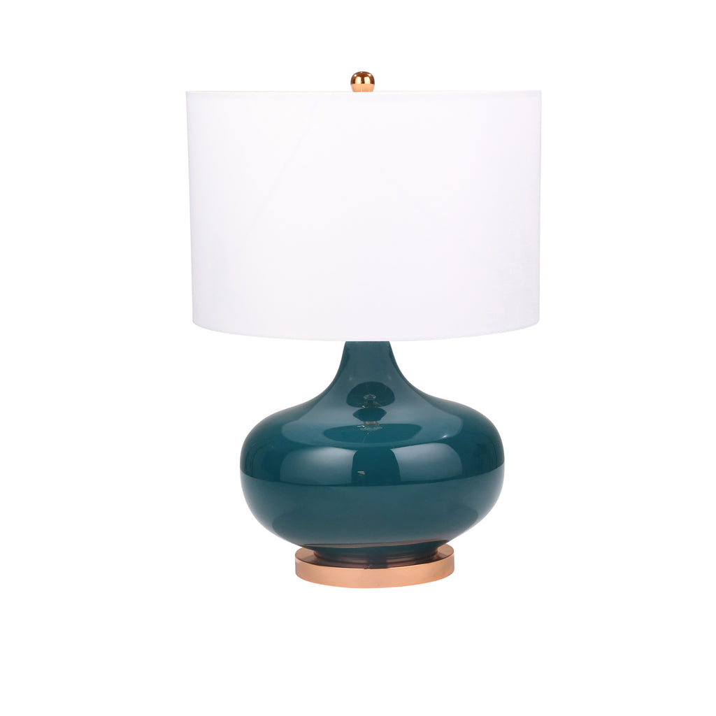 Glass Round Genie Table Lamp 26", Green - ReeceFurniture.com