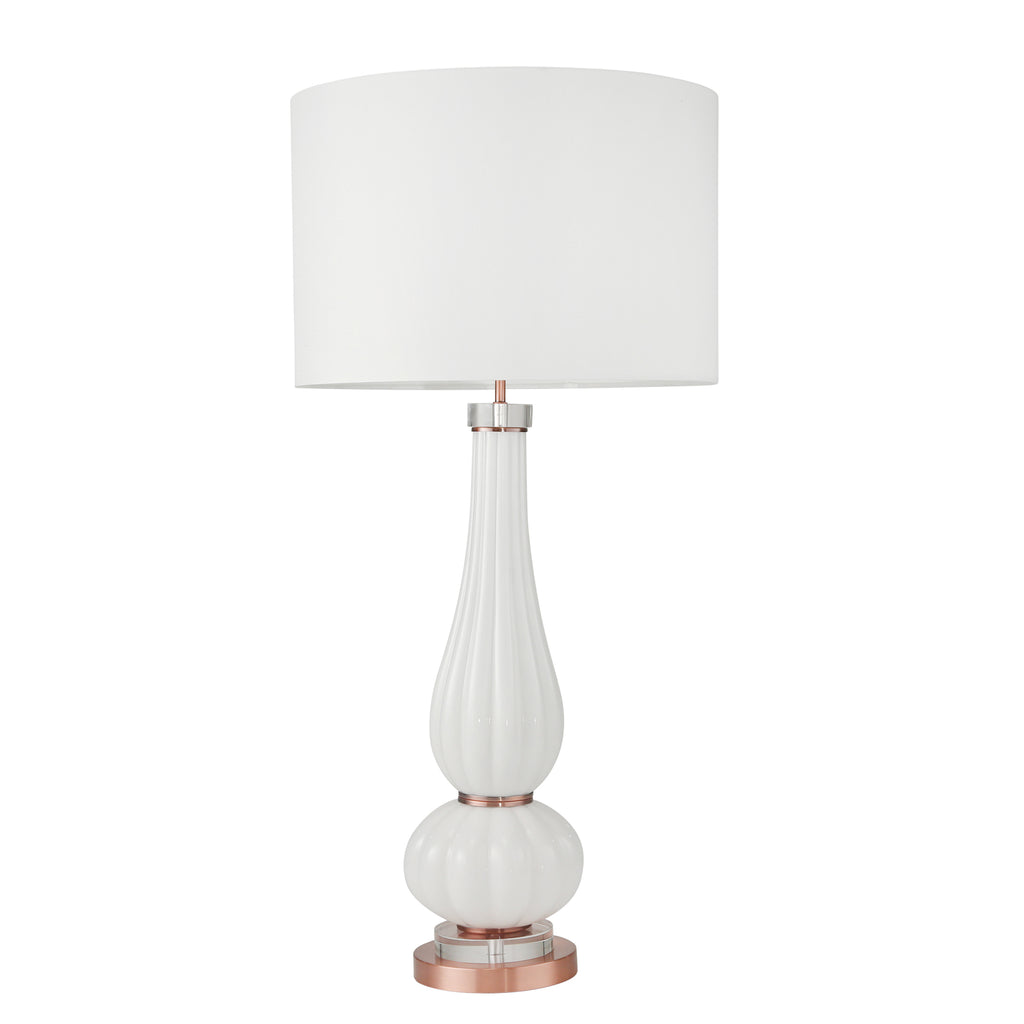 Textured Glass Double Gourd Table Lamp 37", White - ReeceFurniture.com