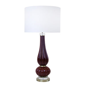 Textured Glass Double Gourd Table Lamp 37", Red - ReeceFurniture.com