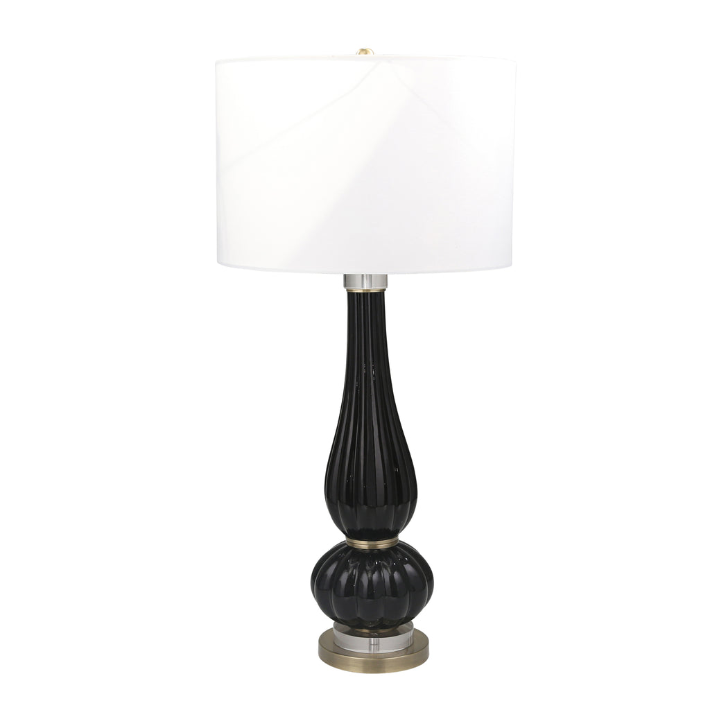 Textured Glass Double Gourd Table Lamp 37", Black - ReeceFurniture.com