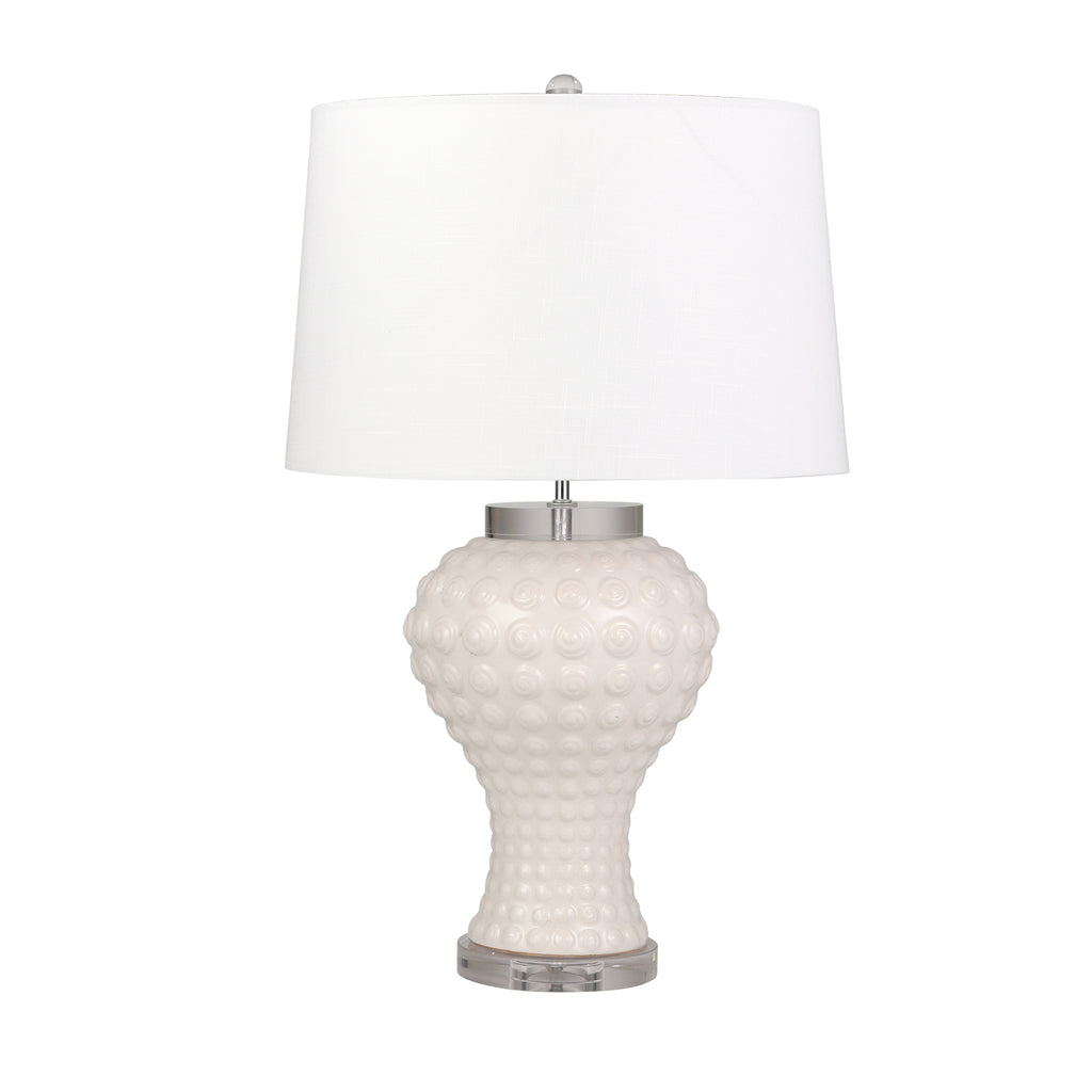 Ceramic Textured Swirls Tablelamp 29", White - ReeceFurniture.com