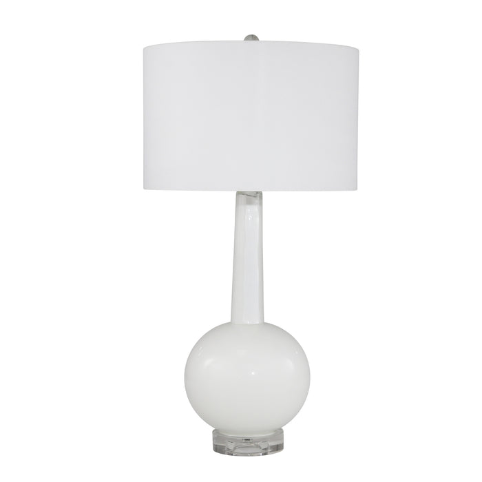 Glass Skinny Top W/ Round Bottom Table Lamp 27", White
