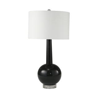 Glass Skinny Top W/ Round Bottom Table Lamp 27", Black - ReeceFurniture.com