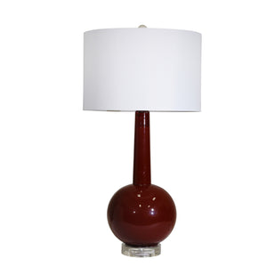 Glass Skinny Top W/ Round Bottom Table Lamp 27", Burgundy - ReeceFurniture.com