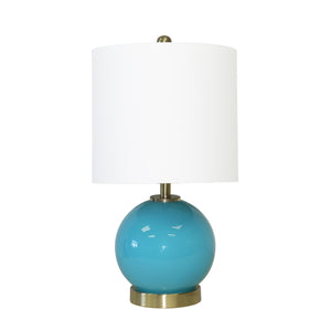 Round Glass Table Lamp 19",Lt Blue - ReeceFurniture.com
