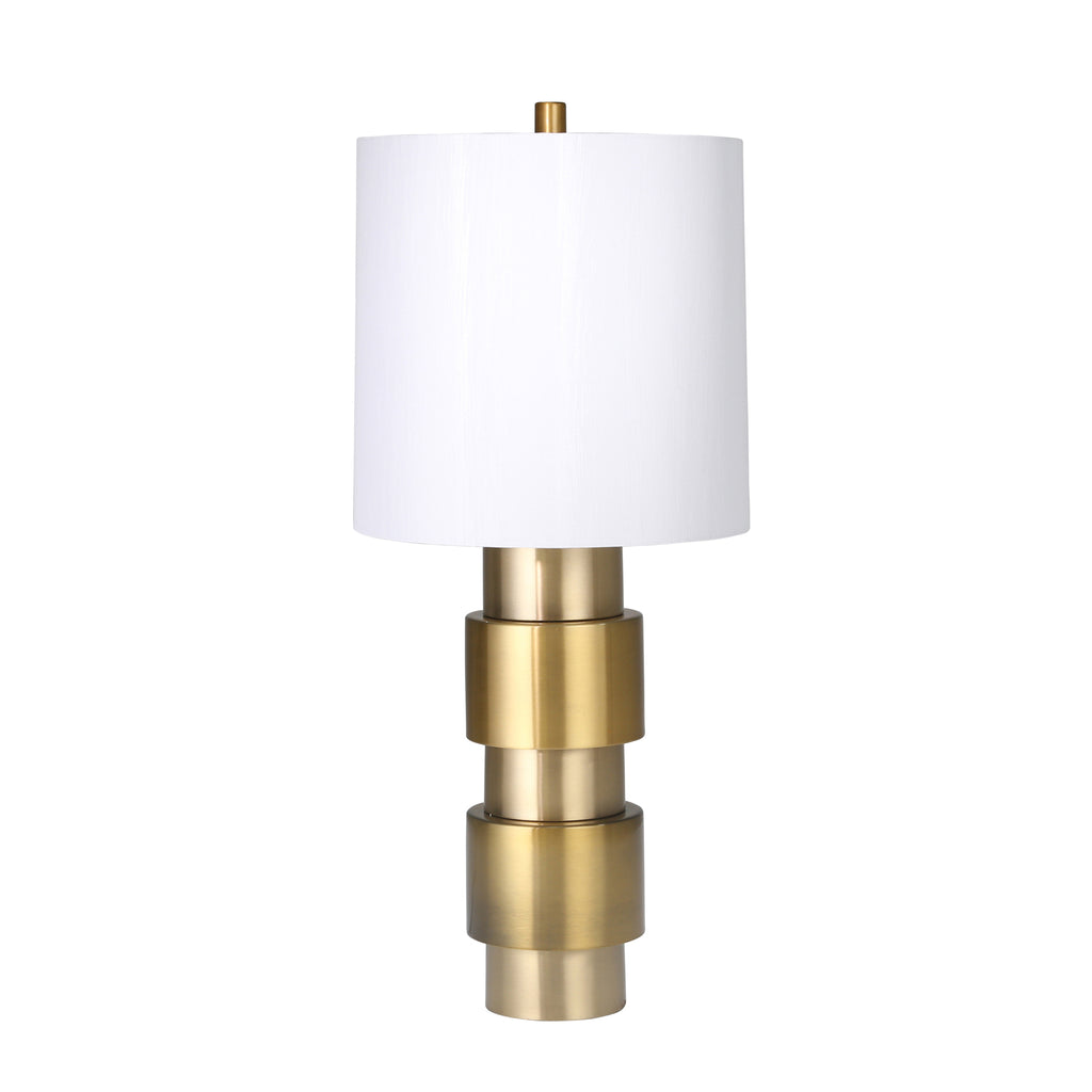 Metal Two-Tone Cylinder Stacked Table Lamp 30", Brass/Gol - ReeceFurniture.com
