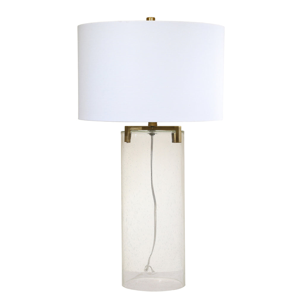 Seeded Glass Cylinder Table Lamp 29", Clear - ReeceFurniture.com