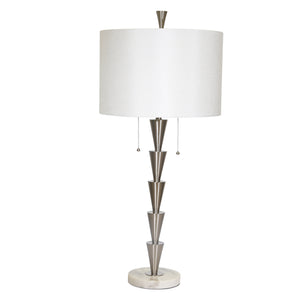 Metal Stacked Cones Table Lamp34", Silver - ReeceFurniture.com