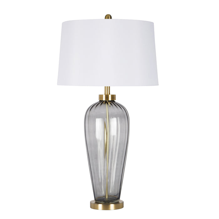 Grooved Glass Table Lamp 32", Smoke